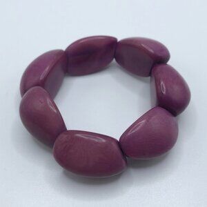 Tropical Purple Natural Tagua Beaded Stretch Bracelet